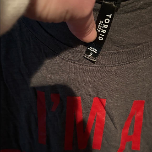 Torrid Charcoal Tee with Vibrant Red Text - Picture 2 of 3